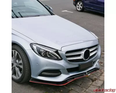 Spec-D Glossy Black | Red Trim Polypropylene Front Bumper Lip Splitter Kit Mercedes Benz W204 2012-2014 - LPF-BW20412GB-RD-PQ