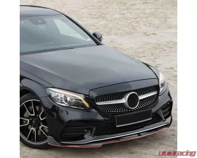Spec-D Glossy Black | Red Trim Polypropylene Front Bumper Lip Splitter Kit Mercedes Benz W205 2019-2021 - LPF-BW20519GB-RD-PQ