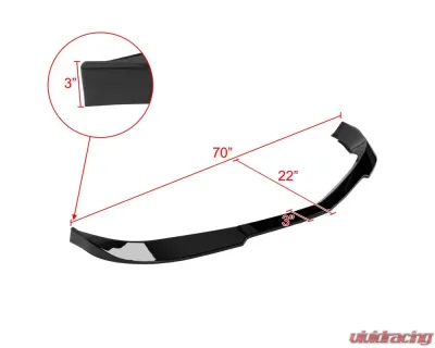 Spec-D Glossy Black Polypropylene Front Bumper Lip Splitter Kit Chevrolet Camaro 2010-2013 - LPF-CMR10V6GB-PQ