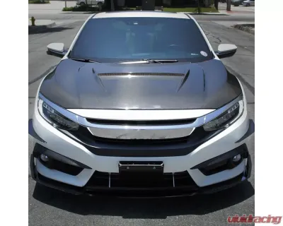 Spec-D Black Polypropylene Front Bumper Lip Honda Civic 2016-2018 - LPF-CV16DD-BN
