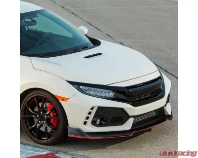 Spec-D Glossy Black | Red Trim Polypropylene Front Bumper Lip Splitter Kit Honda Civic 2016-2018 - LPF-CV16GB-RD-PQ