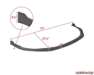 Spec-D Matte Black Polypropylene Front Bumper Lip Splitter Kit Lexus ES350 2013-2015 - LPF-ES30013BK-PQ