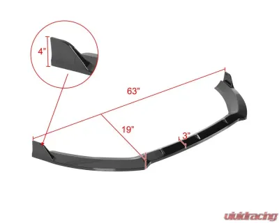 Spec-D Glossy Black Polypropylene Front Bumper Lip Splitter Kit Ford Fiesta 2014-2019 - LPF-FST14SGB-PQ