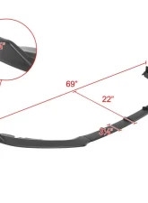 Spec-D Matte Black Polypropylene Front Bumper Lip Splitter Kit Ford Fusion 2019-2020                                     - LPF-FUS19BK-PQ - Image 2