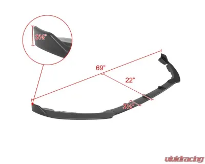 Spec-D Matte Black Polypropylene Front Bumper Lip Splitter Kit Ford Fusion 2019-2020 - LPF-FUS19BK-PQ