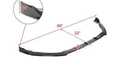 Spec-D Glossy Black 3PC Front Bumper Lip Splitter Kit Ford Fusion 2019-2020                                     - LPF-FUS19GB-PQ - Image 2