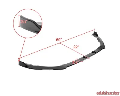 Spec-D Glossy Black Polypropylene Front Bumper Lip Splitter Kit Ford Fusion 2019-2020 - LPF-FUS19GB-PQ