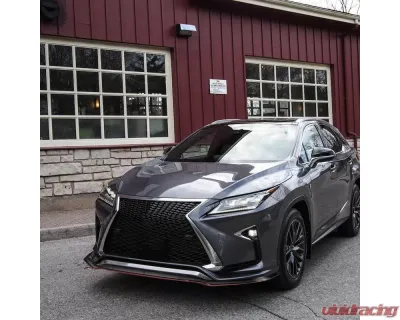 Spec-D Glossy Black | Red Trim Polypropylene Front Bumper Lip Splitter Kit Lexus IS250 F-Sport 2014-2016 - LPF-IS25014GB-RD-PQ