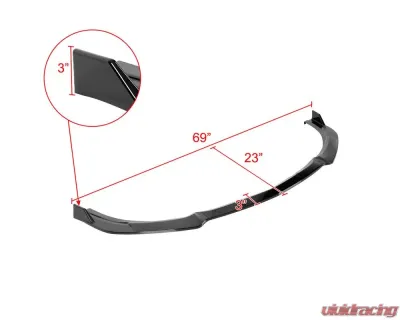 Spec-D Glossy Black Polypropylene Front Bumper Lip Splitter Kit Mazda 3 2010-2011 - LPF-MZ310GB-PQ