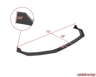 Spec-D Matte Black Polypropylene Front Bumper Lip Splitter Kit Hyundai Sonata 2018-2019 - LPF-SON18BK-PQ