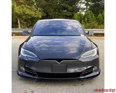 Spec-D Matte Black Polypropylene Front Bumper Lip Splitter Kit Tesla Model S 2016-2020 - LPF-TSLAS17BK-PQ