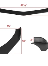 Spec-D Universal Matte Black Polypropylene 3pc Style Front Bumper Lip                                     - LPF-U001BK-AK - Image 2