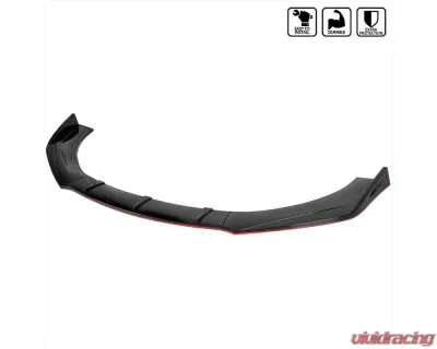 Spec-D Universal Glossy Black | Red Trim Polypropylene Front Bumper Lip Kit - LPF-U005GB-RD-PQ