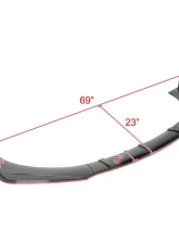 Spec-D Universal Glossy Black | Red Trim Polypropylene Front Bumper Lip Kit                                     - LPF-U005GB-RD-PQ - Image 2