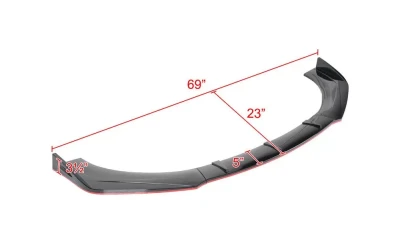 Spec-D Universal Glossy Black/Red Trim Polypropylene 3PC Bumper Lip Set                                     - LPF-U005GB-RD-PQ - Image 2