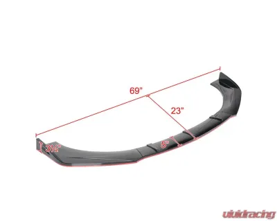 Spec-D Universal Glossy Black | Red Trim Polypropylene Front Bumper Lip Kit - LPF-U005GB-RD-PQ