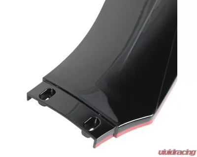 Spec-D Universal Glossy Black | Red Trim Polypropylene Front Bumper Lip Kit - LPF-U005GB-RD-PQ