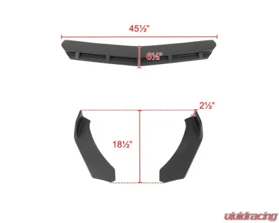 Spec-D Universal Matte Black Polypropylene 3pc Front Bumper Lip Set - LPF-U208BK-AK