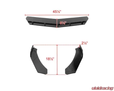Spec-D Universal Glossy Black Polypropylene 3pc Front Bumper Lip Set - LPF-U208GB-AK