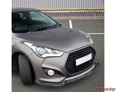 Spec-D Glossy Black Polypropylene Front Bumper Lip Splitter Kit Hyundai Veloster Turbo 2013-2017 - LPF-VEL13TGB-PQ