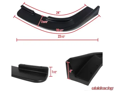 Spec-D Universal Matte Black Polypropylene Front Bumper Lip Splitters - LPS-S-U001