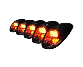 Spec-D Universal 5pc Amber LED Lights Set Roof Cab (Black Housing/Smoke Lens)