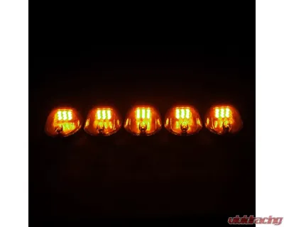 Spec-D Universal 5pc Amber LED Lights Set Roof Cab (Black Housing/Smoke Lens) - LRC-500SM