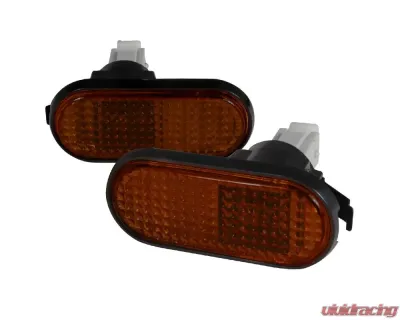 Spec-D Amber Smoke Lens Side Marker Flat Style Lights Honda Civic 1992-1995 - LSM-CV92GAFT