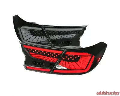 Spec-D SQ2 LED Sequential Signal Taillights (Glossy Black Housing/Smoked Lens) Honda Accord 2018-2022 - LT-ACD184SM-SQ2-RS