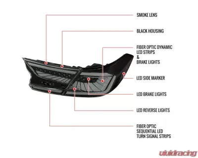 Spec-D SQ2 LED Sequential Signal Taillights (Glossy Black Housing/Smoked Lens) Honda Accord 2018-2022 - LT-ACD184SM-SQ2-RS
