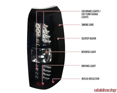Spec-D LED Taillights (Glossy Black Housing/Smoked Lens) Chevrolet Avalanche 2007-2012 - LT-AVA07BBLED-TM