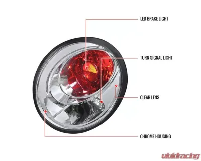 Spec-D Taillights (Chrome Housing/Clear Lens) Volkswagen Beetle 1998-2005 - LT-BEE98-APC