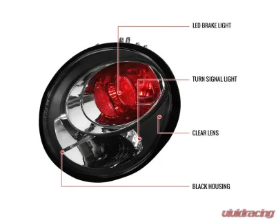 Spec-D Taillights (Matte Black Housing/Clear Lens) Volkswagen Beetle 1998-2005 - LT-BEE98JM-APC