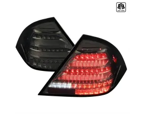 Spec-D Sequential Turn Signal LED Taillights (Chrome Housing/Smoke Lens) Mercedes Benz W203 C-Class 2001-2004
