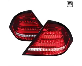 Spec-D Sequential Turn Signal LED Taillights (Chrome Housing/Red Lens) Mercedes Benz W203 C-Class 2001-2004