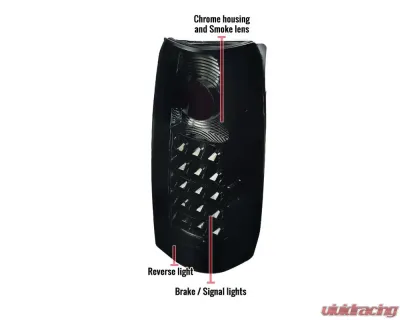 Spec-D APC LED Taillights (Chrome Housing/Smoke Lens) Chevrolet | GMC | Cadillac 1988-2000 - LT-C1088GLED-APC