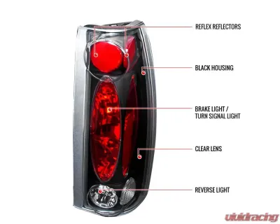 Spec-D Taillights (Matte Black Housing/Clear Lens) Chevrolet | GMC | Cadillac 1988-2000 - LT-C1088JM-TM