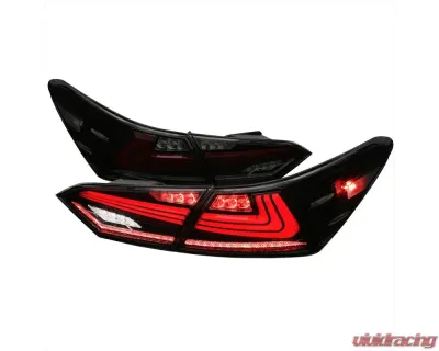 Spec-D LED Taillights w/ Sequential Signal Lamps (Glossy Black Housing/Smoke Lens) Toyota Camry 2018-2022 - LT-CAM18BZLED-SQ-RS