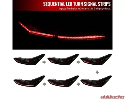 Spec-D LED Taillights w/ Sequential Signal Lamps (Glossy Black Housing/Smoke Lens) Toyota Camry 2018-2022 - LT-CAM18BZLED-SQ-RS