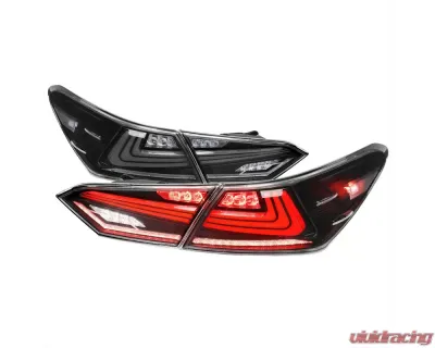 Spec-D LED Taillights w/ Sequential Signal Lamps (Matte Black Housing/Clear Lens) Toyota Camry 2018-2022 - LT-CAM18JMLED-SQ-RS