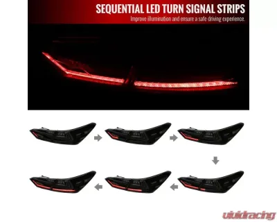 Spec-D LED Taillights w/ Sequential Signal Lamps (Matte Black Housing/Smoked Lens) Toyota Camry 2018-2022 - LT-CAM18SMLED-SQ-RS
