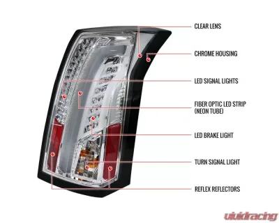 Spec-D LED Taillights (Chrome Housing/Clear Lens) Cadillac CTS 2003-2007 - LT-CTS03CLED-TM