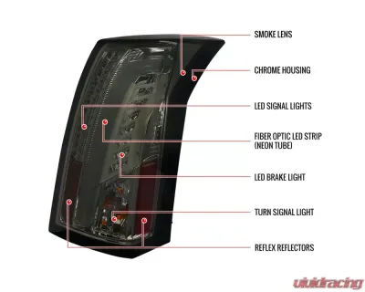 Spec-D LED Taillights (Chrome Housing/Smoked Lens) Cadillac CTS 2003-2007 - LT-CTS03GLED-TM