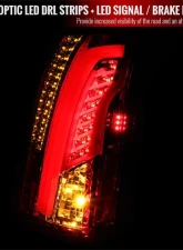 Spec-D LED Taillights (Chrome Housing/Red Lens) Cadillac CTS 2003-2007                                     - LT-CTS03RLED-TM - Image 2