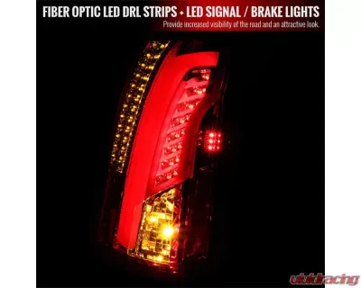 Spec-D LED Taillights (Chrome Housing/Red Lens) Cadillac CTS 2003-2007 - LT-CTS03RLED-TM