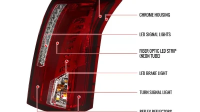 Spec-D LED Taillights (Chrome Housing/Red Lens) Cadillac CTS 2003-2007                                     - LT-CTS03RLED-TM - Image 9