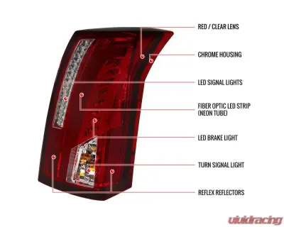 Spec-D LED Taillights (Chrome Housing/Red Lens) Cadillac CTS 2003-2007 - LT-CTS03RLED-TM