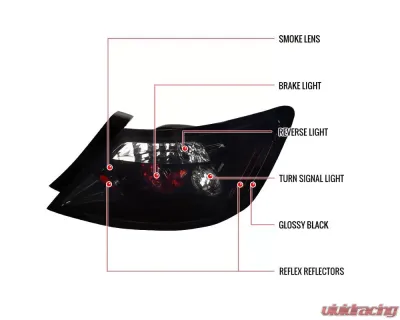 Spec-D Taillights (Glossy Black Housing/Smoke Lens) Honda Civic Coupe 2006-2011 - LT-CV062BB-TM