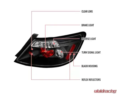 Spec-D Taillights (Matte Black Housing/Clear Lens) Honda Civic Coupe 2006-2011 - LT-CV062JM-TM