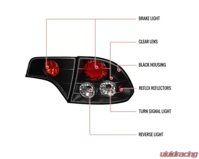 Spec-D Taillights (Matte Black Housing/Clear Lens) Honda Civic Sedan 2006-2011 - LT-CV064JM-TM